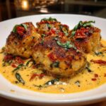 Four pieces of seared chicken breast smothered in a creamy sauce with sun-dried tomatoes and basil, part of the Marry Me Chicken recipe.